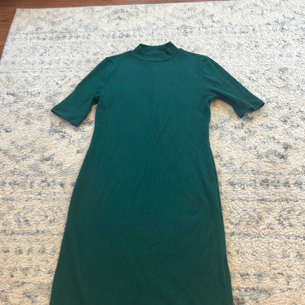 Green mock turtleneck  dress
